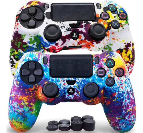 Sofunii 2pcs Skin For Ps4 Controller, Anti-slip Silicone Co.