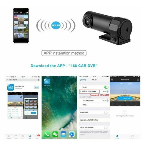 Imagen 4 de 10 de Camara Carro Wifi Mini Dash Cam 32gb Hd G-sensor 170 Grados