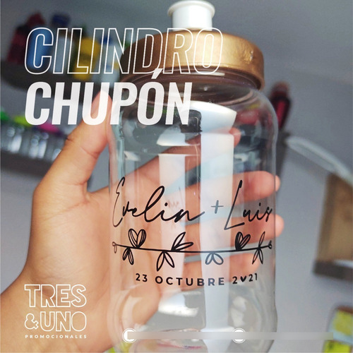 Cilindro 500 Ml Con Tapa Chupón, 60 Piezas Personalizadas
