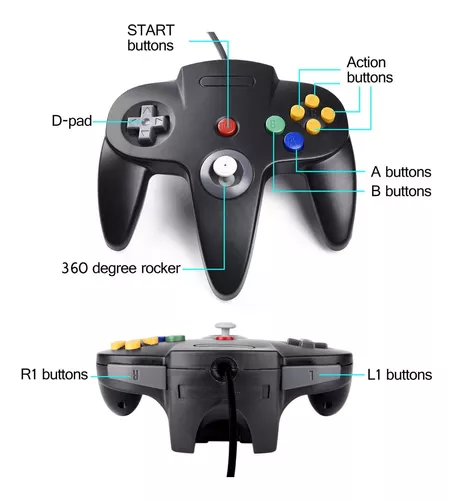 CONTROLE NINTENDO 64 - USB - PC - CORES - ANALÓGICO PADRÃO - RHALSTORE -  Jogos, Eletrônicos e Informática