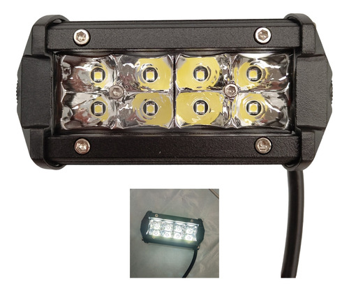 Faro Auxiliar Barra 8 Leds P/moto Luz Blanca 24w