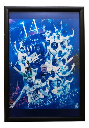 Real Madrid Uefa 2022 Póster Enmarcado 50 X 35 Cms