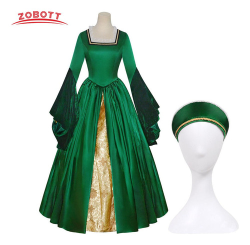 Vestido Verde De Ana Bolena, Disfraz De Tudor, Reina Isabel,