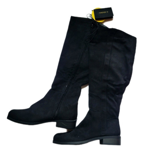 Botas Dama Cana Larga Gamuza Forever 21 Negro