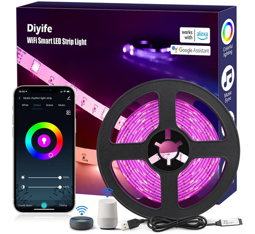 Diyife Tira Luz Led Wifi 9.8 Pie Inteligente Para Alexa Home