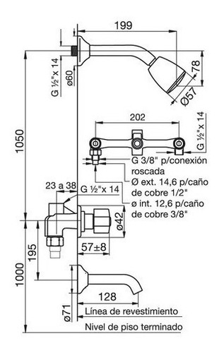 Imagen 6 de 10 de Combo Baño Grifería Fv Arizona Kit Ducha Lavatorio Bidet