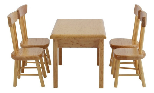 Mesa De Comedor Silla Modelo Set 5pcs 1:12