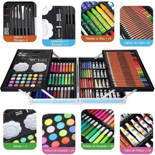 Set De Arte Maletin Metalico Premium Capibara X 145 Piezas