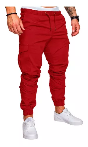 Pantalon Rojo Hombre Gabardina