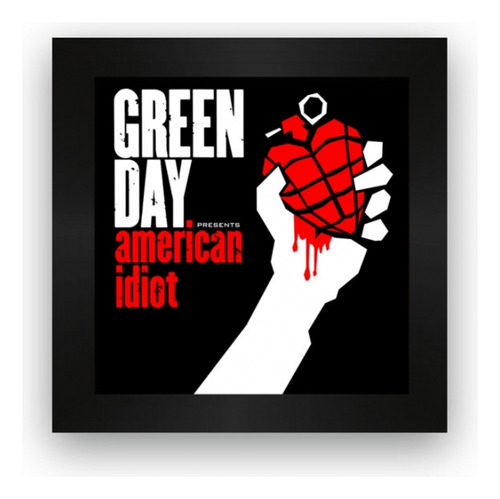 Quadro Azulejo Com Moldura Green Day American Idiot Cor Preto Cor da armação Preto