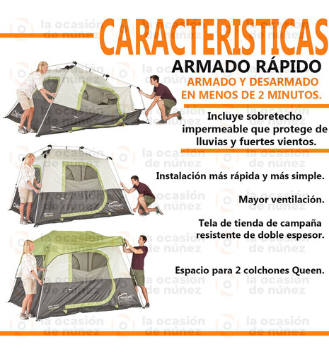 Imagen 4 de 9 de Carpa 8 Personas Instant Cabin Coleman Camping Autoarmable