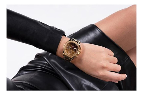 Reloj Guess Para Mujer, Caja Dorada De 38 Mm, Esfera Champán