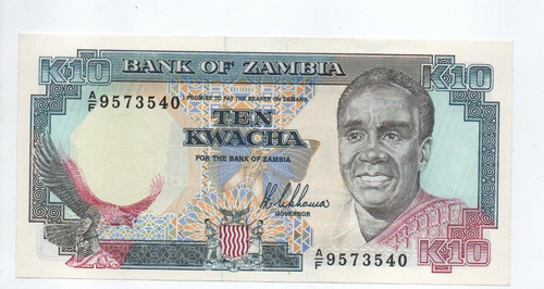 Zambia 10 Kwacha Billete