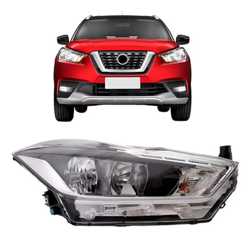 Farol Kicks 2017 18 19 20 2021 Com Motor Sem Projetor S/ Led