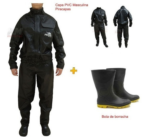 Capa De Chuva Motoqueiro Jaqueta E Calça + Bota Borracha