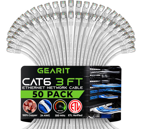 Gearit Cable Ethernet Cat 6 De 3 Pies (paquete De 50) - Cabl