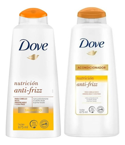 Dove Nutrición Anti Frizz 675ml Shampoo + Acondicionador