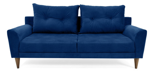 Sofá Verge 3 Puestos En Tela Color Azul Diseño De La Tela Poliéster