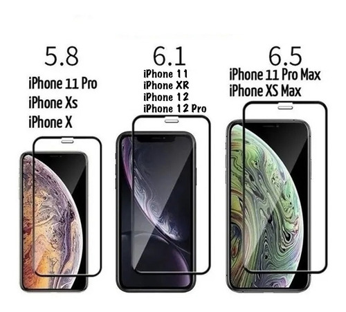 Imagen 2 de 6 de Mica De Cristal 9 D, Cubre Pantalla iPhone 11 /xr/12 /12 Pro