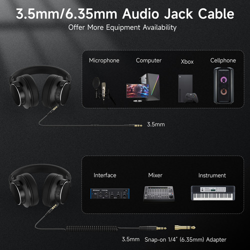 Auriculares Dj Bluetooth Y Cable, Para Mezcla Y Estudio Negro