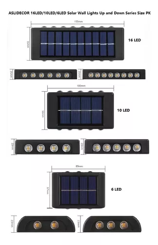 ASLIDECOR Luces solares de pared, paquete de 2, 4 luces solares LED,  iluminación impermeable para valla de cubierta para decoración de casa al  aire