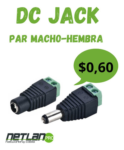 Dc Jack Par Macho-hembra $0,60