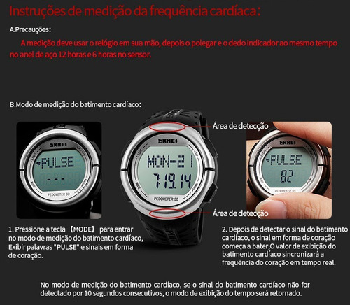 Relógio Skmei Frequência Cardíaca, Pedômetro E Calorias
