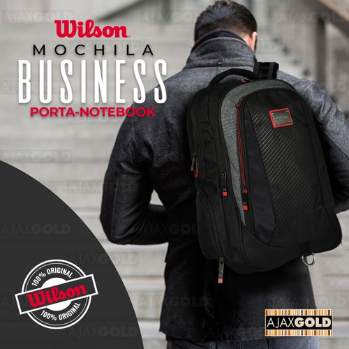Imagen 7 de 10 de Mochila Porta Notebook 17 Wilson Urbana Reforzada Deportes
