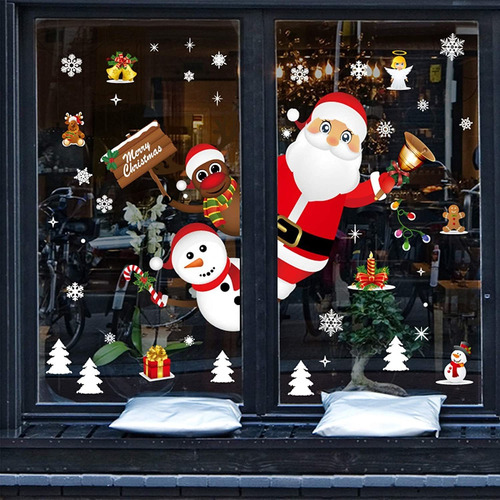 Pegatinas Navideñas Para Ventanas Papá Noel Muñeco D...