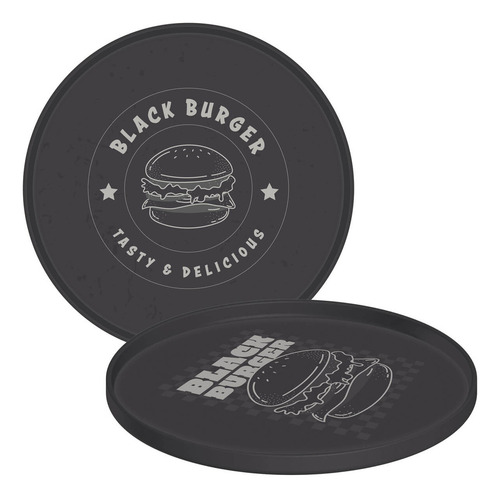 Kit 24 Pratos Servir Hambúrguer 20cm Plástico Resistente