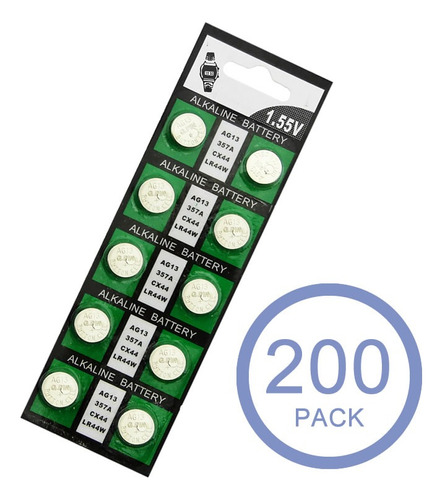 Pack 200 Pilas Ag13 Lr44 A76 Alkaline Battery