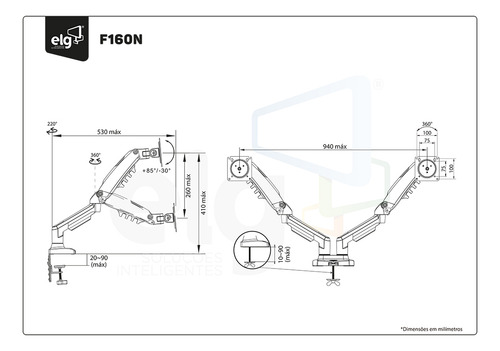 Suporte ELG F160N de mesa para TV/Monitor de 17" até 35" preto