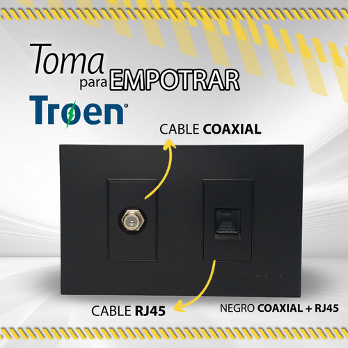 Toma Troen Negro P Empotrar P Cable Coaxial Y Rj45 / 10101