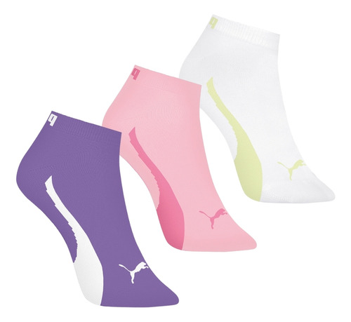 Kit Meias Puma 3 Pares Modelo Cano Baixo Feminina Original