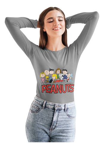 Polera Larga Snoopy Charlie Brown Peanuts Estampada Algodon