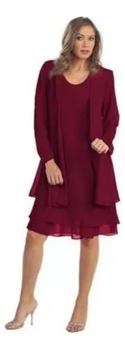 Vestido Casual Elegante De Gasa De 2 Piezas De Talla Grande