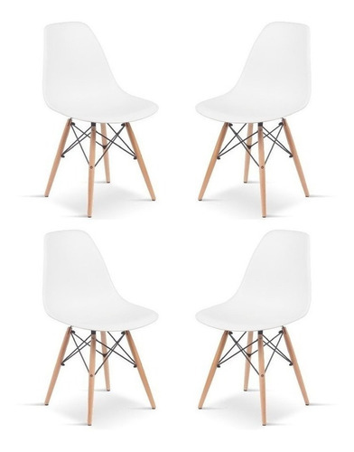 Set X4 Silla Eames De Plástico Y Madera Dsw