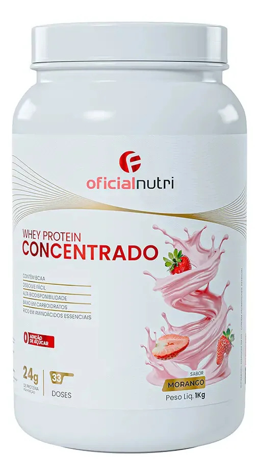 Whey Protein Concentrado 25g De Proteína 1kg Sabor Morango