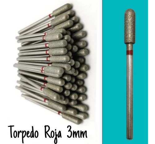 1 Fresa Diamantada Para Manicure ( Torpedo Roja 3mm )