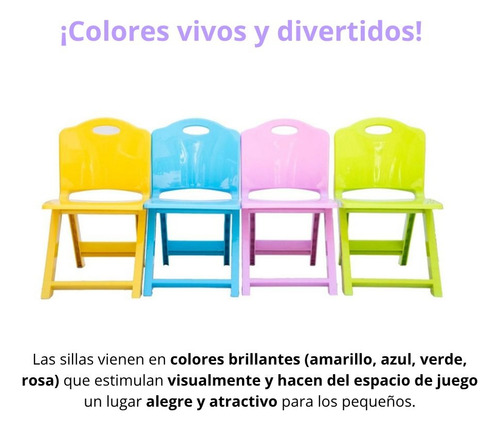 Mesa Infantil Plegable 4 Sillas De Colores Para Niños Dibujo