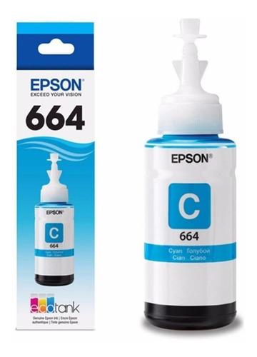 Botella De Tinta Epson T664 Cian - 70 Ml T664220
