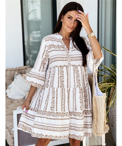 Vestido De Viaje Con Jersey Estampado