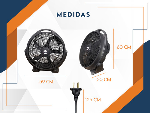 Ventilador De Piso Semi Industrial Turbo Negro Con 5 Palas