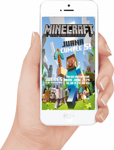 Minecraft Tarjeta Invitacion Digital Personalizada  Whatsapp