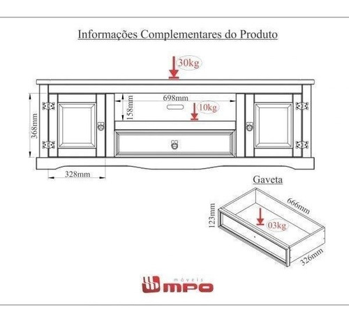 Rack Com Painel Para Tv Até 55 Polegadas Rústic Line Dh