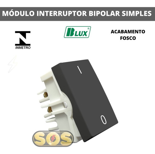 Módulo Interruptor Bipolar Simples Black Blux Recta Satin