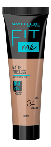 Base de maquiagem líquida Maybelline Fit Me Matte+ Poreless Fit Me FPS tom nova 341 antiga r280  -  30mL 45g