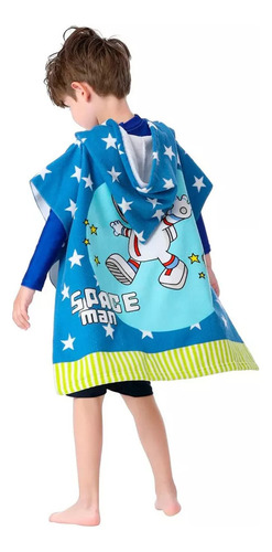 Bata Toalla Poncho Astronauta Niños Piscina Baño Playa