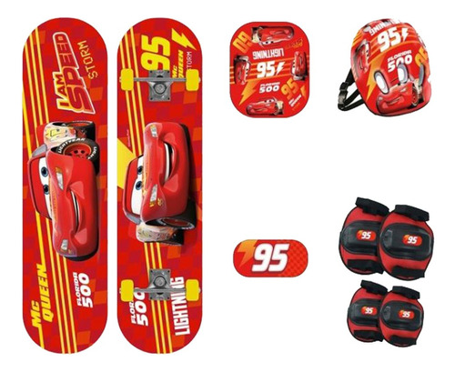 Skate Infantil Cars Disney Pixar Licencia Oficial 60 X 15 Cm