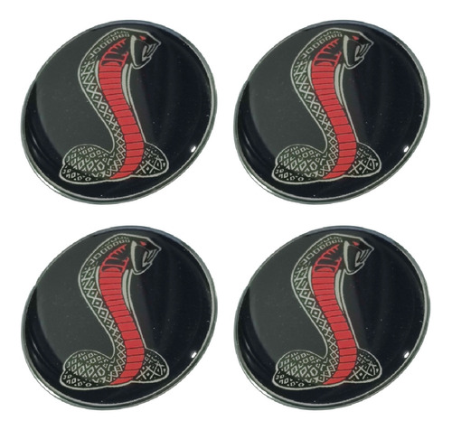 Kit Emblema Cobra Shelby Vermelho Calota Roda Esportiva 48mm